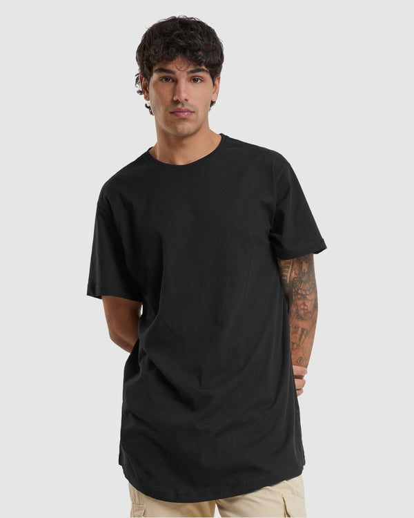 Shaped Long Tee - Black