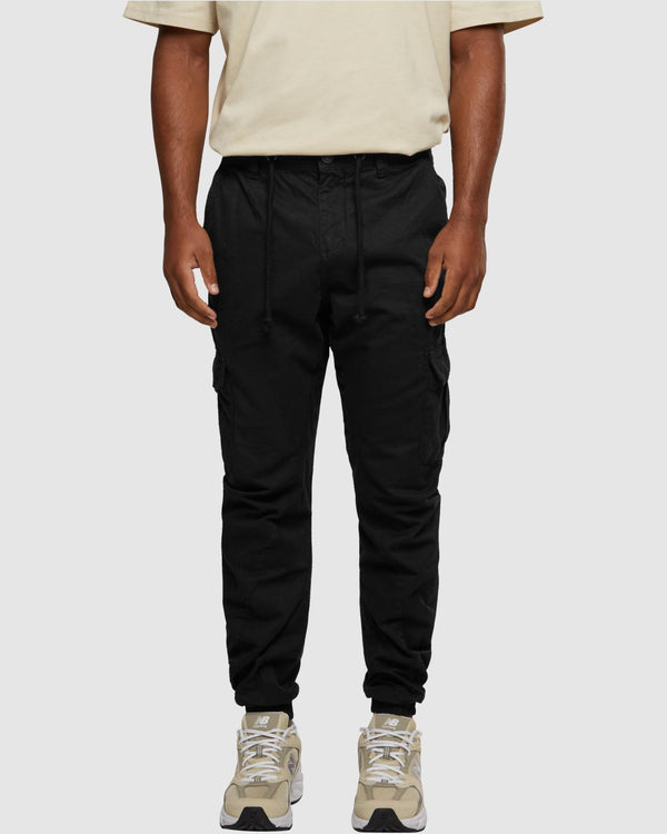 Cuffed Cargo Jogging Pants - Black