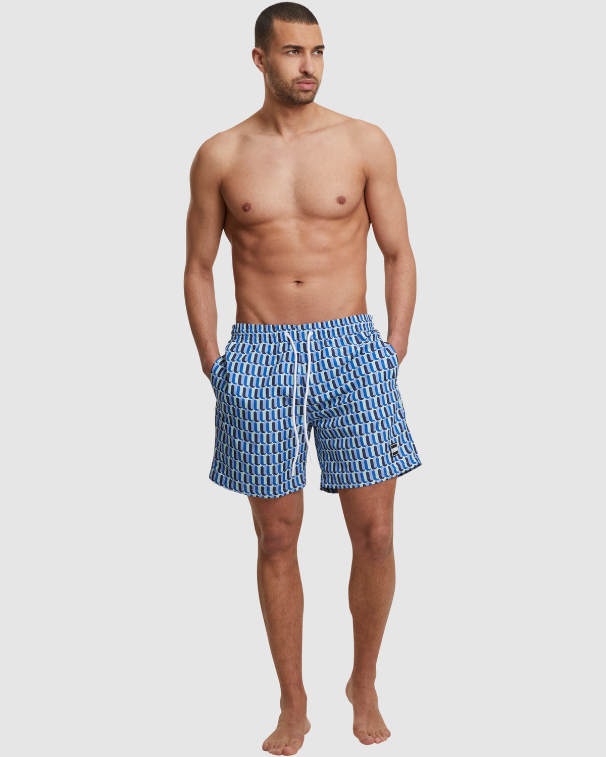 Pattern Swim Shorts - Blue Retro — photo 6