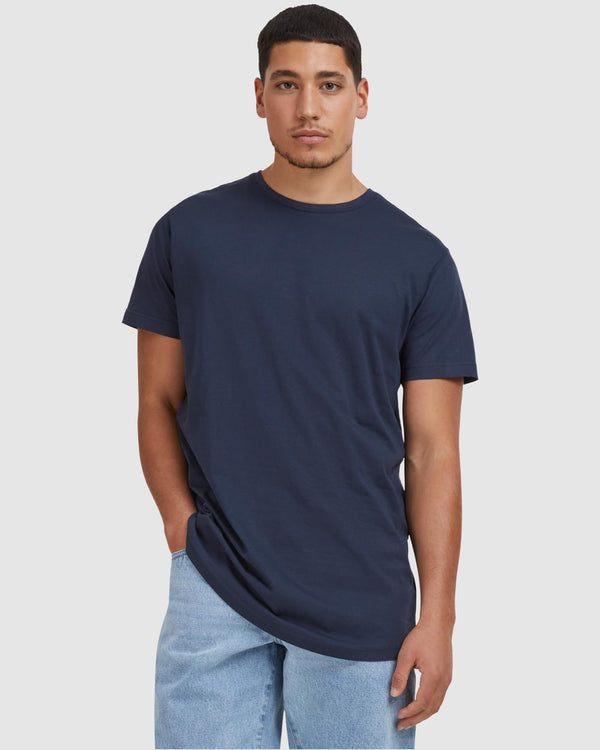 Shaped Long Tee - Navy