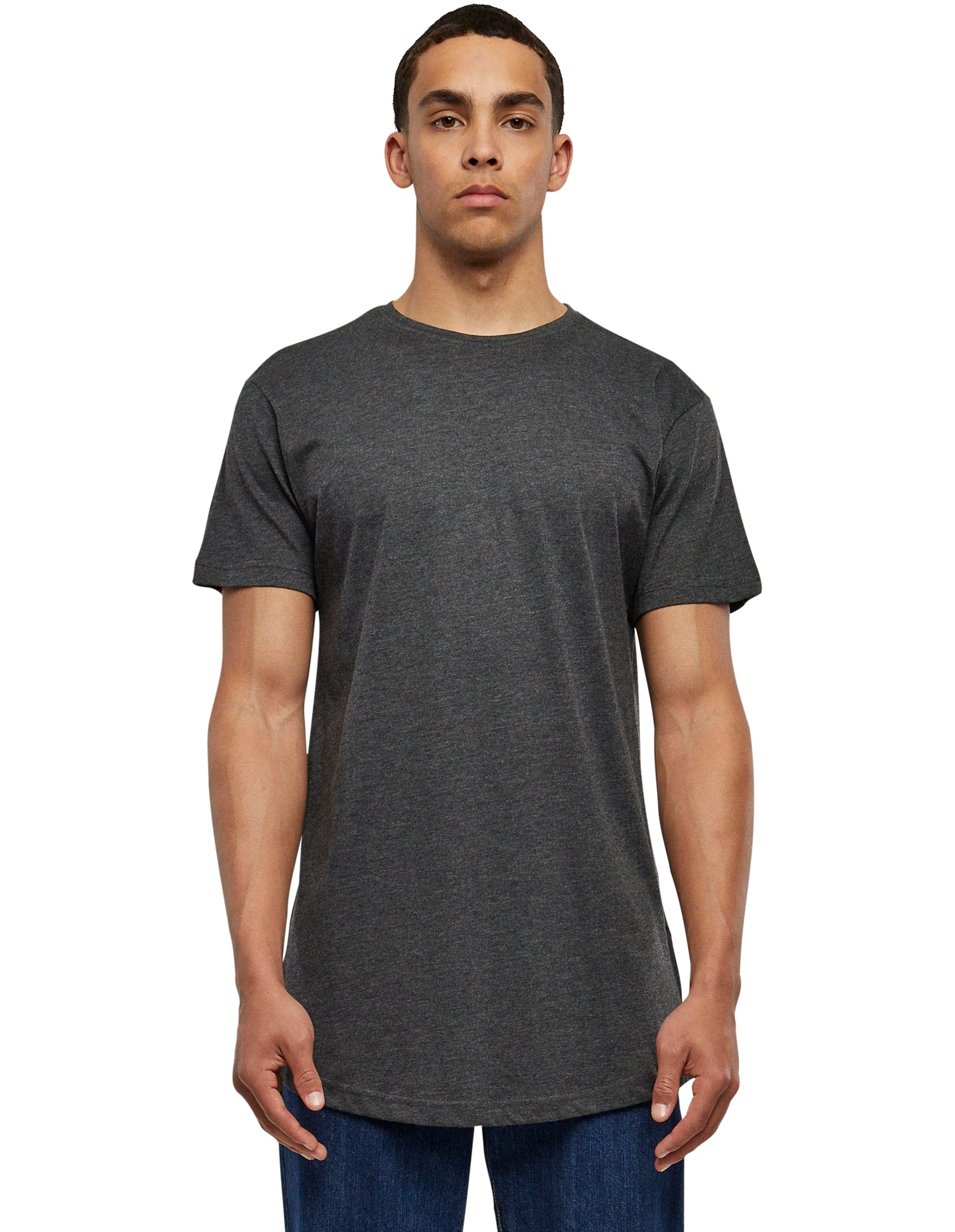 Urban Classics Mens Shaped Long Tee - Charcoal